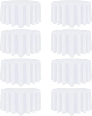 Heneger 8 Pack White Round Tablecloth 120
