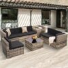 KROFEM 8-Piece Outdoor Wicker Patio Furniture Set