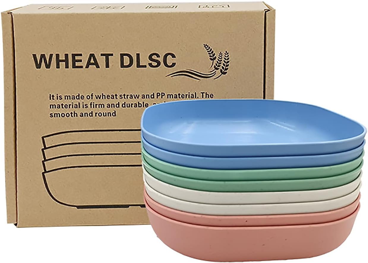 Dadamong 8Pcs Unbreakable Wheat Straw Dinner Plates