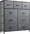 WLIVE 9-Drawer Fabric Storage Tower, Dark Grey