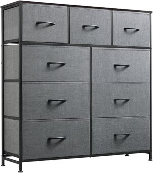 WLIVE 9-Drawer Fabric Storage Tower, Dark Grey