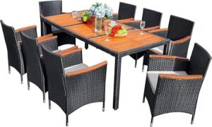 Flamaker 9 Piece Acacia Wood Patio Set