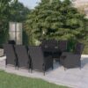 MINERWALL 9 Piece Patio Dining Set Dark Gray