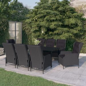 MINERWALL 9 Piece Patio Dining Set Dark Gray