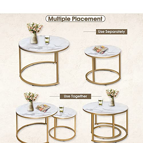 aboxoo Coffee Table Set, White & Gold - Image 4