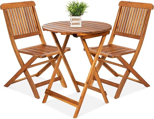 Best Choice Products Acacia Wood 3-Piece Bistro Set