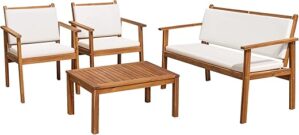 Flamaker Acacia Wood Patio Sofa Set