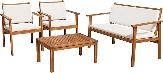 Flamaker Acacia Wood Patio Sofa Set
