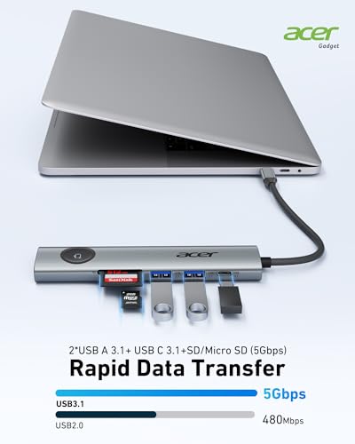 acer USB C Multi-Port Hub, 7 in 1 Adapter - Image 5