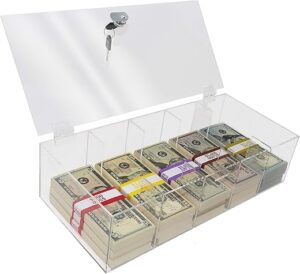 Nadex Acrylic Locking 5 Compartment Cash Tray