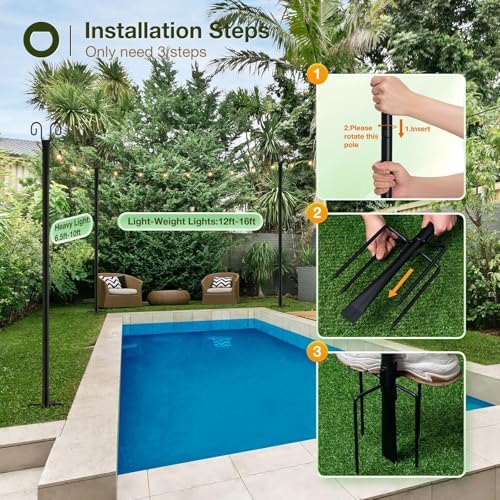 addlon 10FT String Light Poles For Outdoors - Image 4