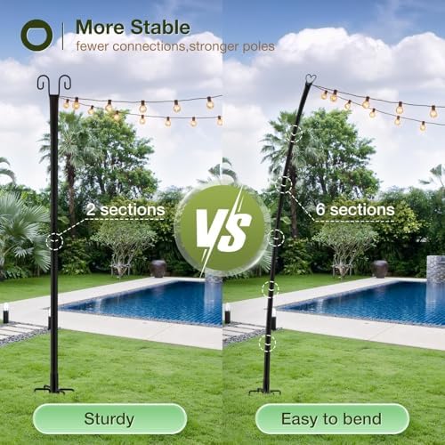 addlon 10FT String Light Poles For Outdoors - Image 2
