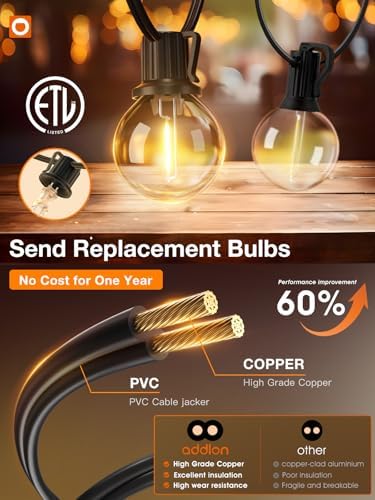 addlon 50FT Outdoor G40 Globe LED Patio Lights - Image 3