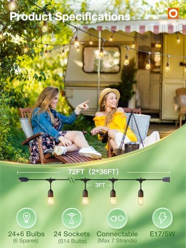addlon Outdoor String Lights With Edison Bulbs - Image 5