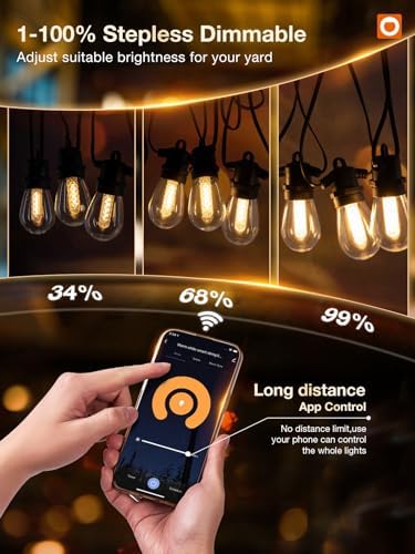addlon Smart Outdoor String Lights, 48FT, Dimmable - Image 2