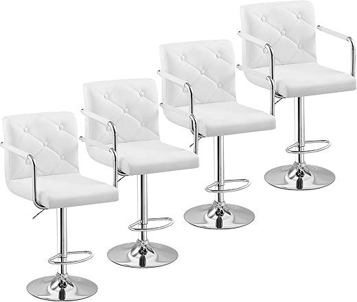 VECELO Adjustable Bar Stools Set Of 4