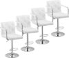 VECELO Adjustable Swivel Bar Stools Set, White