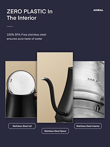 Aiheal Gooseneck Kettle With Temperature Control, Matte Black - Image 5