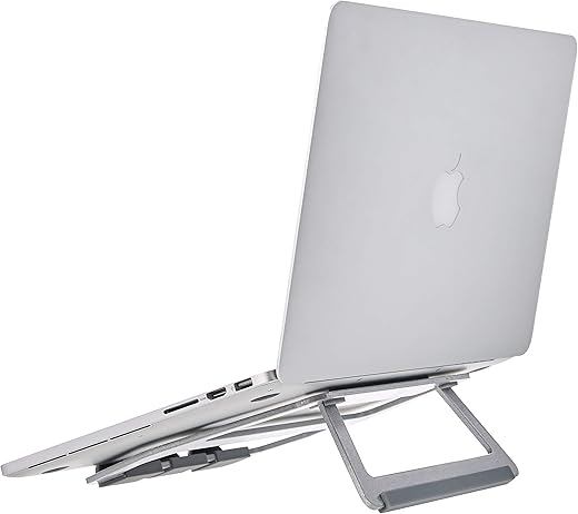Amazon Basics Aluminum Foldable Adjustable Laptop Stand, Silver