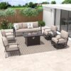 ALAULM Aluminum Patio Furniture Set With Fire Pit