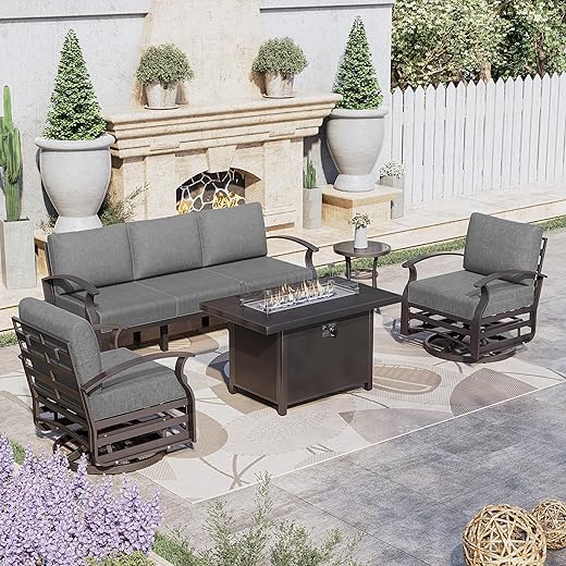 Kurapika Aluminum Patio Furniture Set With Fire Pit
