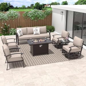 ALAULM Aluminum Patio Furniture Set With Fire Pit