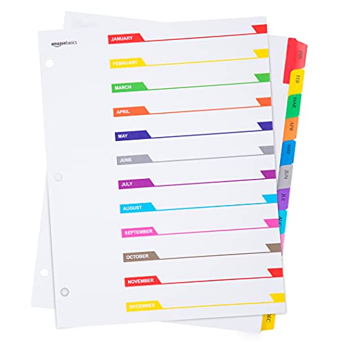 Amazon Basics 12 Tab Monthly Dividers, Multicolor, 10-Pack - Image 4