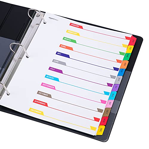 Amazon Basics 12 Tab Monthly Dividers, Multicolor, 10-Pack - Image 2