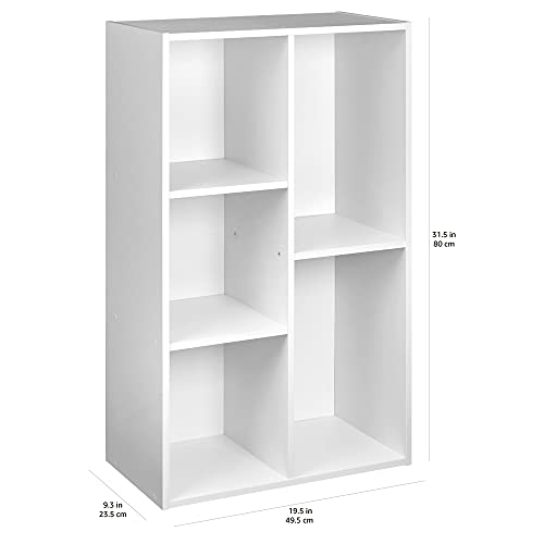 Amazon Basics 5 Shelves Cube Organizer Bookcase, White - Image 3