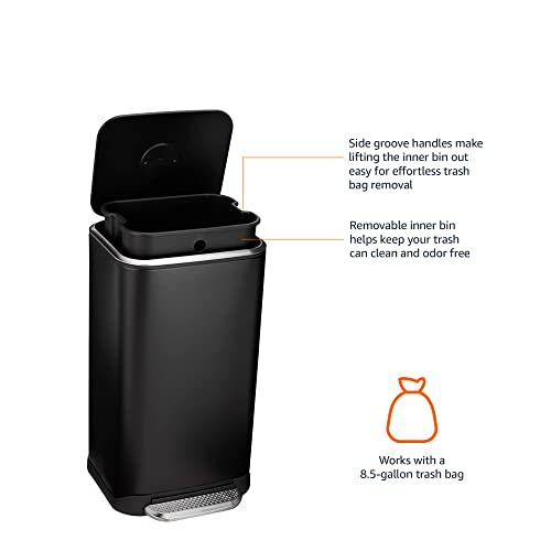 Amazon Basics Metal Rectangular Trash Can, 32 Liter - Image 2