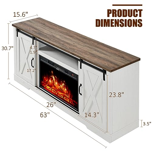 AMERLIFE Fireplace TV Stand With Barn Door - Image 2