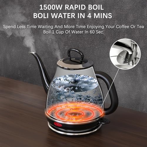 Anfilank Electric Gooseneck Kettle, 1L Stainless Steel - Image 3