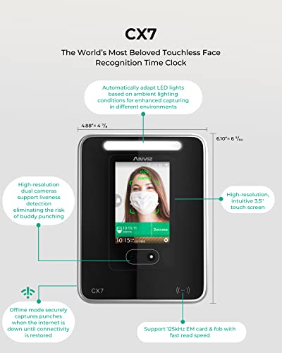 ANVIZ Face Time Clock CX7 Bundle With RFID Cards - Image 2