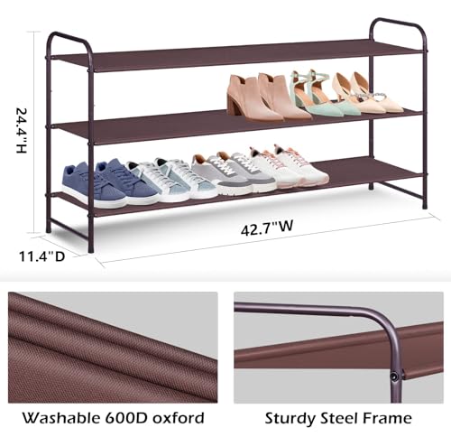 AOODA 3-Tier Stackable Wide Shoe Rack (Bronze) - Image 5