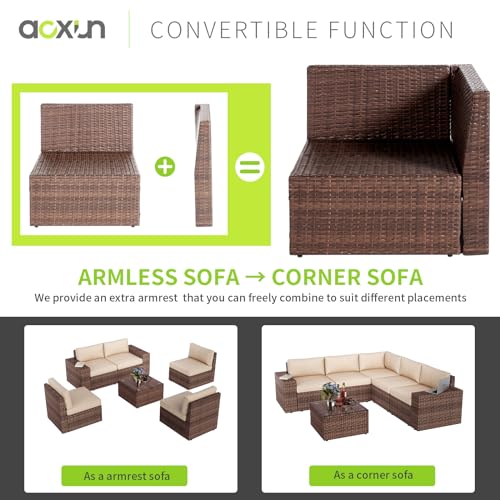 Aoxun 7-Piece Outdoor Wicker Furniture Set - Image 4