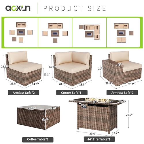 Aoxun 7-Piece Outdoor Wicker Furniture Set - Image 2