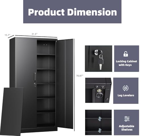 Approgreent Steel Storage Cabinet With Lockable Doors - Image 3