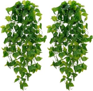 BLEUM CADE Artificial Hanging Plants, Faux Pothos Vines Greenery Decor