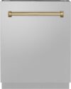 ZLINE Autograph 24″ Dishwasher With Bronze Handle DWVZ-304-24-CB