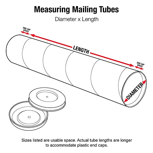 Aviditi Black Mailing Tubes With Caps, 2"x18", 50-Pack - Image 2