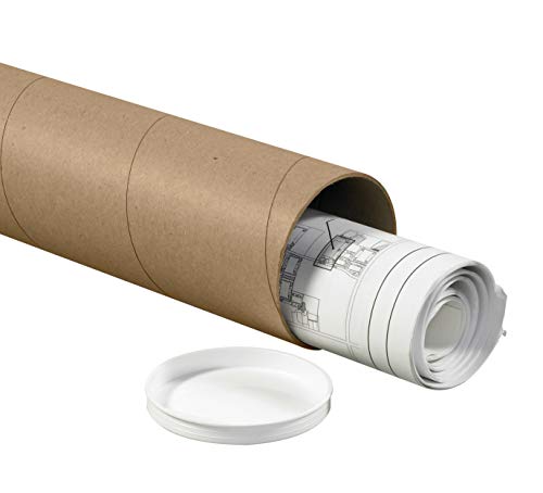 Aviditi Kraft Mailing Tubes with Caps, 4" x 42 - Image 3