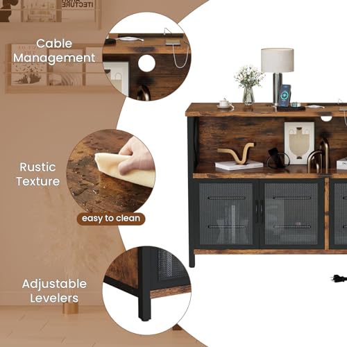 AWQM Retro Sideboard Buffet Cabinet With Power - Image 5