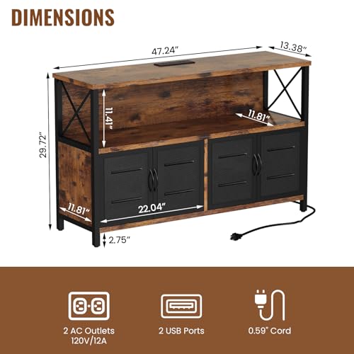 AWQM Retro Sideboard Buffet Cabinet With Power - Image 2