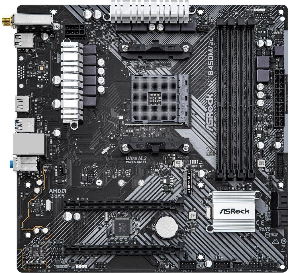 ASRock B450M/AC R2.0 AM4 Micro ATX Motherboard