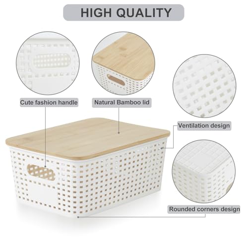 Bagnizer Plastic Storage Bins With Bamboo Lids - Image 3