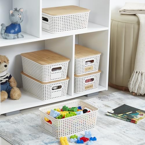 Bagnizer Plastic Storage Bins With Bamboo Lids - Image 4