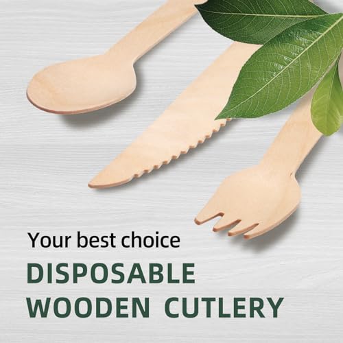 bakbrand Wooden Disposable Cutlery Set 300 Pcs - Image 3