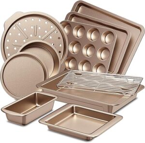 HONGBAKE Bakeware Set: Nonstick Pans, 10-Piece