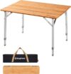 KingCamp Bamboo Folding Table With Adjustable Legs