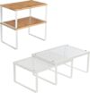 SONGMICS Bamboo & Metal Shelf Organizers Bundle UKCS01WT UKCS02NW
